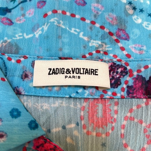 Zadig and voltaire medium turquoise rapidly print psyche maxi dress . - Picture 12 of 14